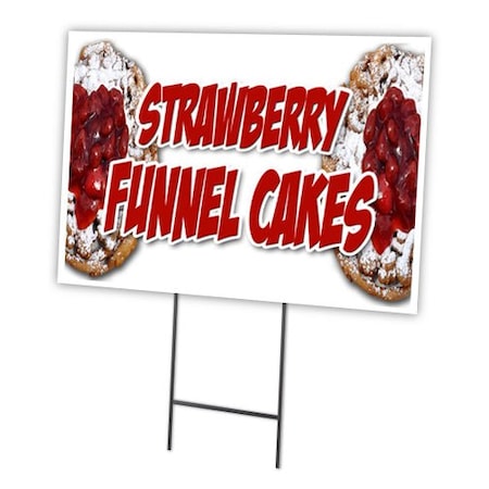 Strawberry Funnel Cake Yard Sign & Stake Outdoor Plastic Coroplast Window